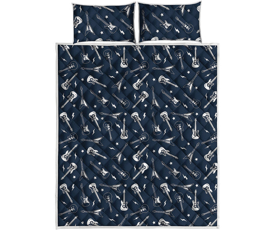 Electric Guitar Pattern Print Quilt Bed Set