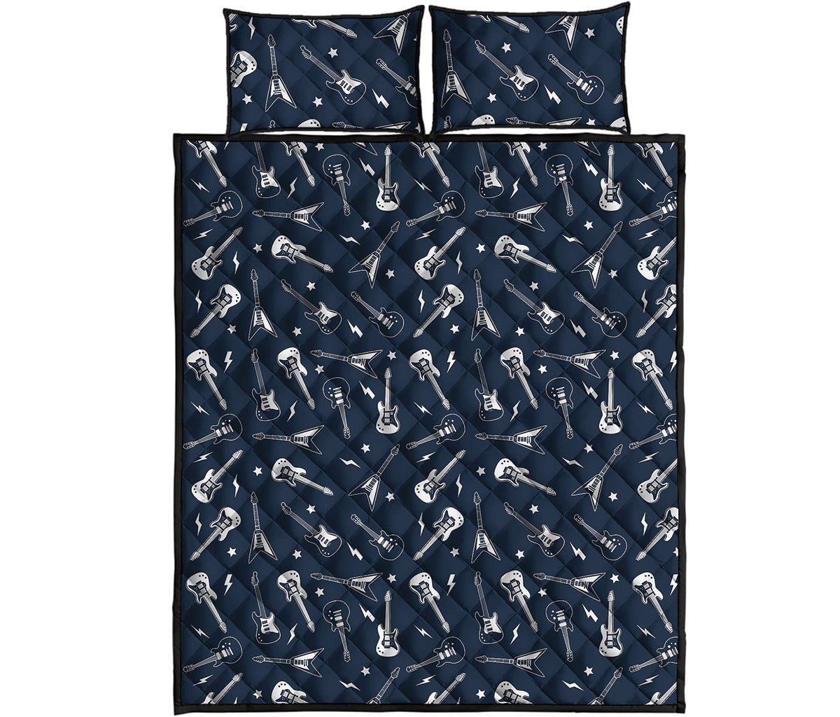 Electric Guitar Pattern Print Quilt Bed Set