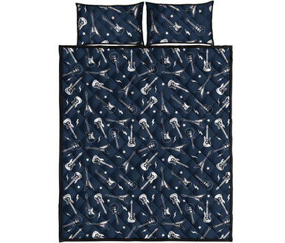 Electric Guitar Pattern Print Quilt Bed Set
