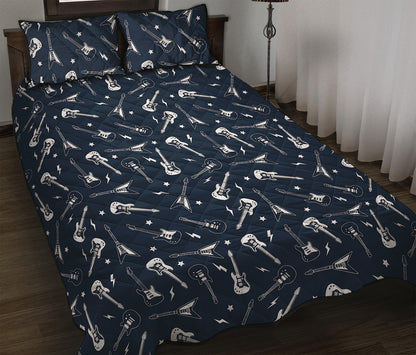 Electric Guitar Pattern Print Quilt Bed Set