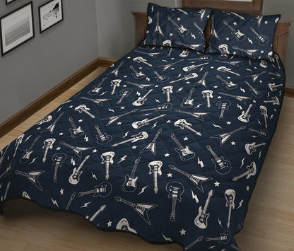 Electric Guitar Pattern Print Quilt Bed Set