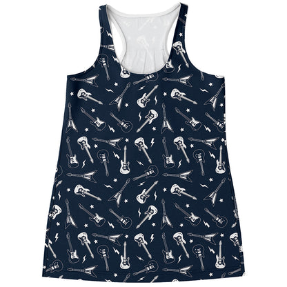 Electric Guitar Pattern Print Women's Racerback Tank Top