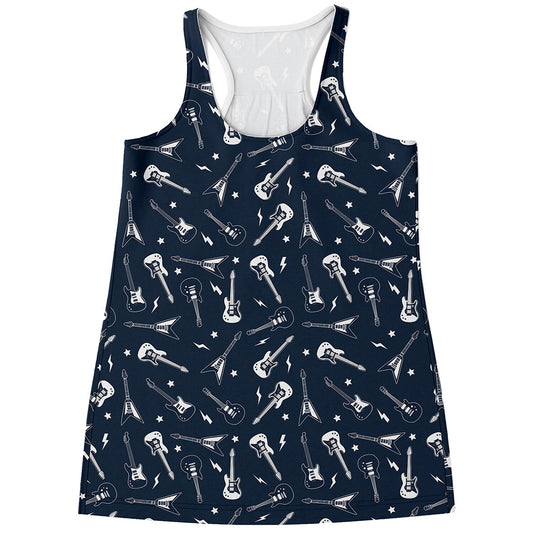 Electric Guitar Pattern Print Women's Racerback Tank Top
