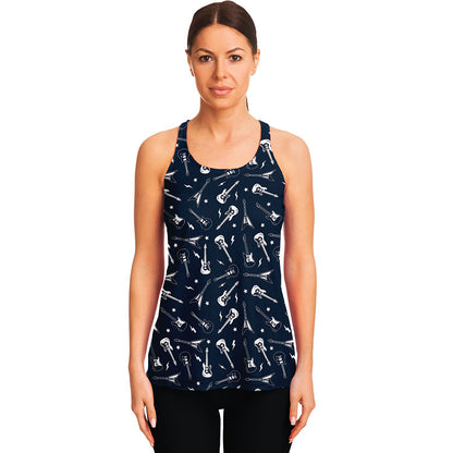 Electric Guitar Pattern Print Women's Racerback Tank Top