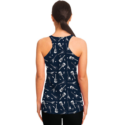 Electric Guitar Pattern Print Women's Racerback Tank Top
