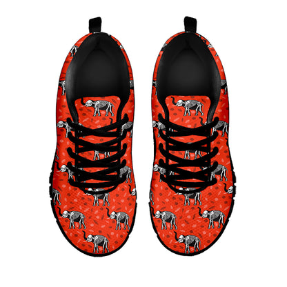 Elephant Skeleton X-Ray Pattern Print Black Sneakers