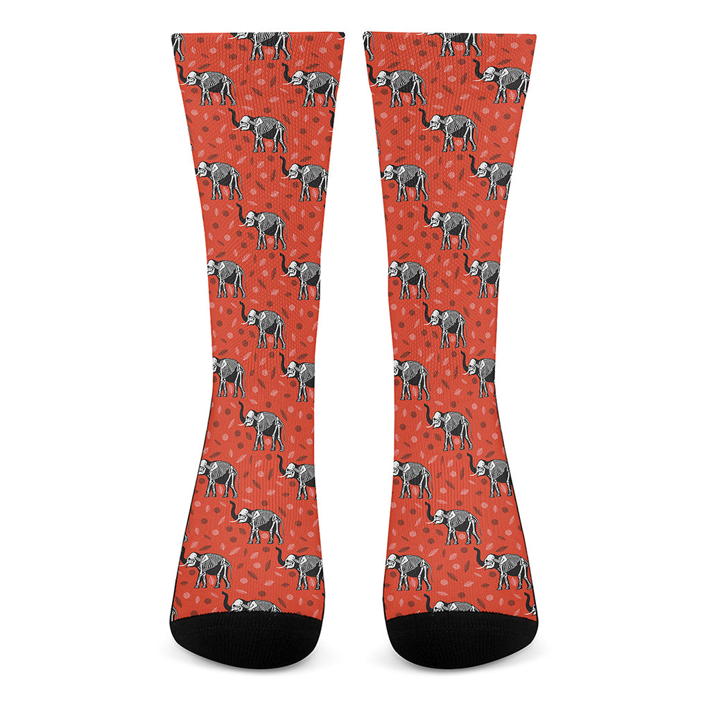 Elephant Skeleton X-Ray Pattern Print Crew Socks