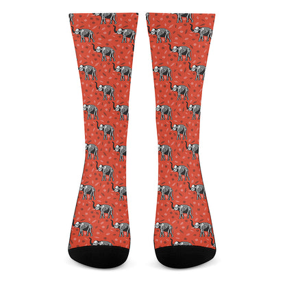 Elephant Skeleton X-Ray Pattern Print Crew Socks