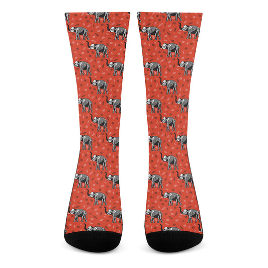 Elephant Skeleton X-Ray Pattern Print Crew Socks
