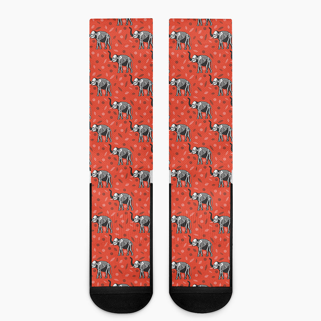 Elephant Skeleton X-Ray Pattern Print Crew Socks