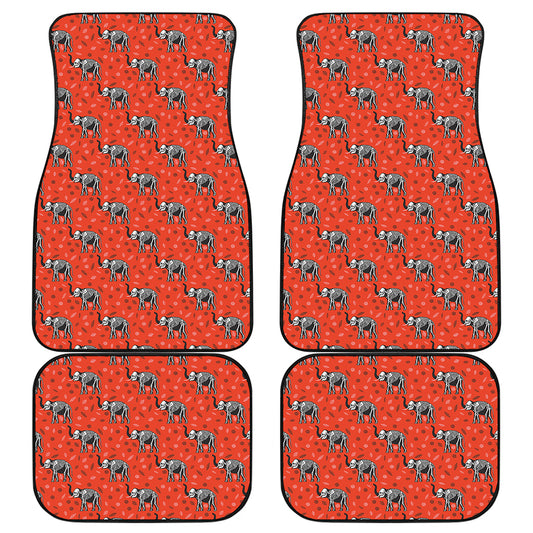 Elephant Skeleton X-Ray Pattern Print Front and Back Car Floor Mats