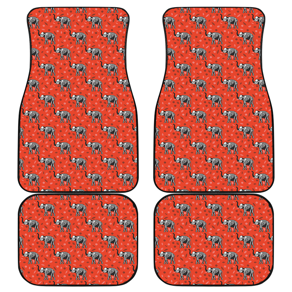 Elephant Skeleton X-Ray Pattern Print Front and Back Car Floor Mats