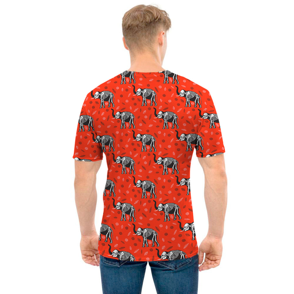 Elephant Skeleton X-Ray Pattern Print Men's T-Shirt