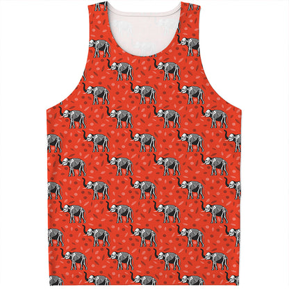 Elephant Skeleton X-Ray Pattern Print Men's Tank Top