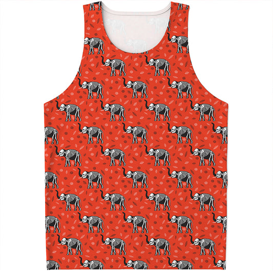 Elephant Skeleton X-Ray Pattern Print Men's Tank Top