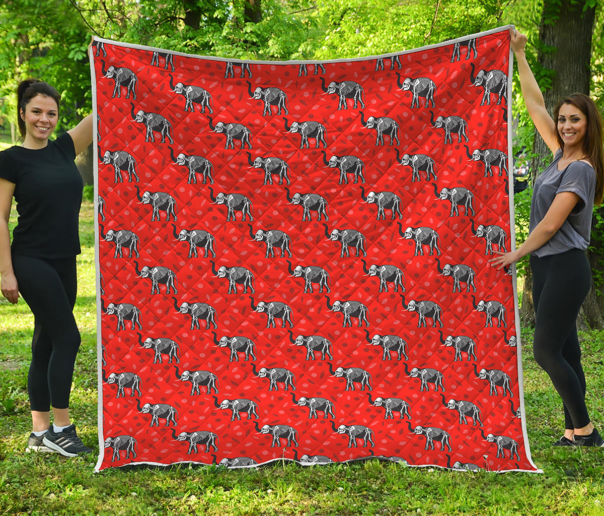 Elephant Skeleton X-Ray Pattern Print Quilt