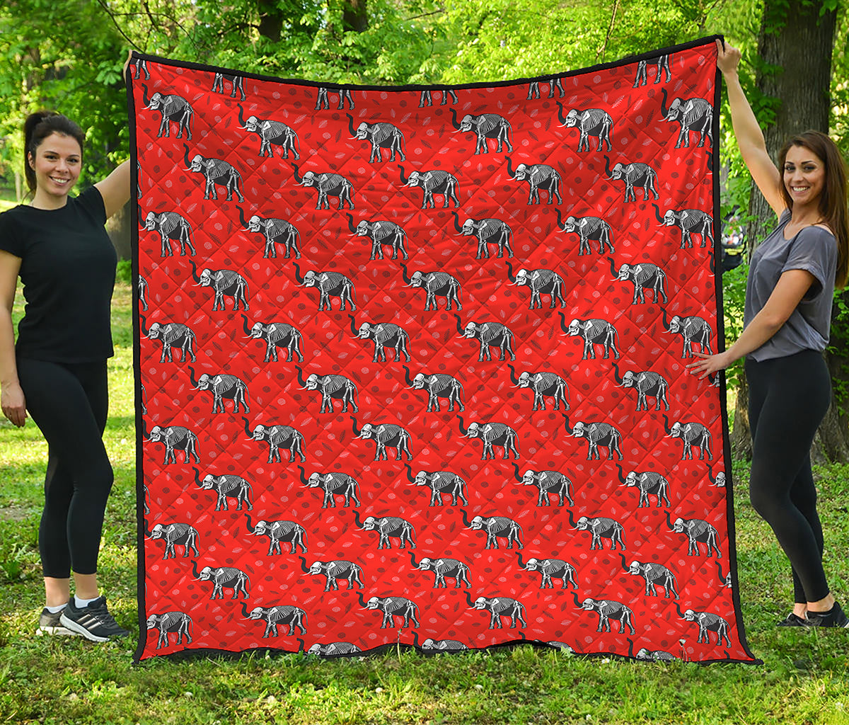 Elephant Skeleton X-Ray Pattern Print Quilt