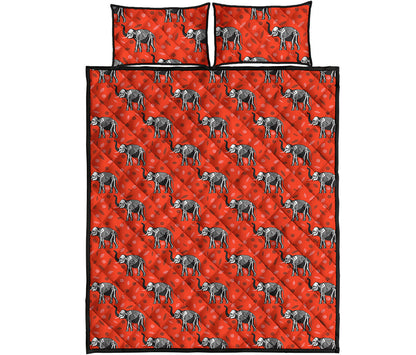 Elephant Skeleton X-Ray Pattern Print Quilt Bed Set
