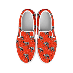 Elephant Skeleton X-Ray Pattern Print White Slip On Shoes