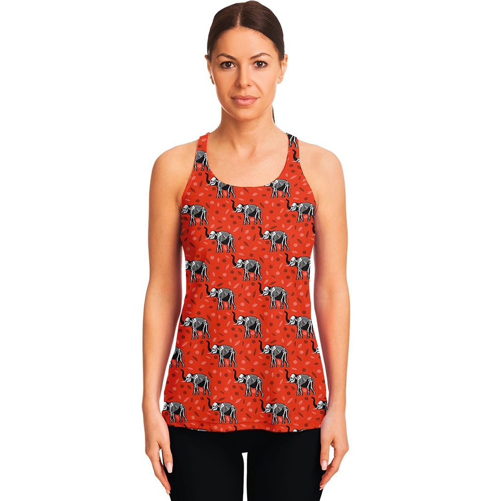 Elephant Skeleton X-Ray Pattern Print Women's Racerback Tank Top