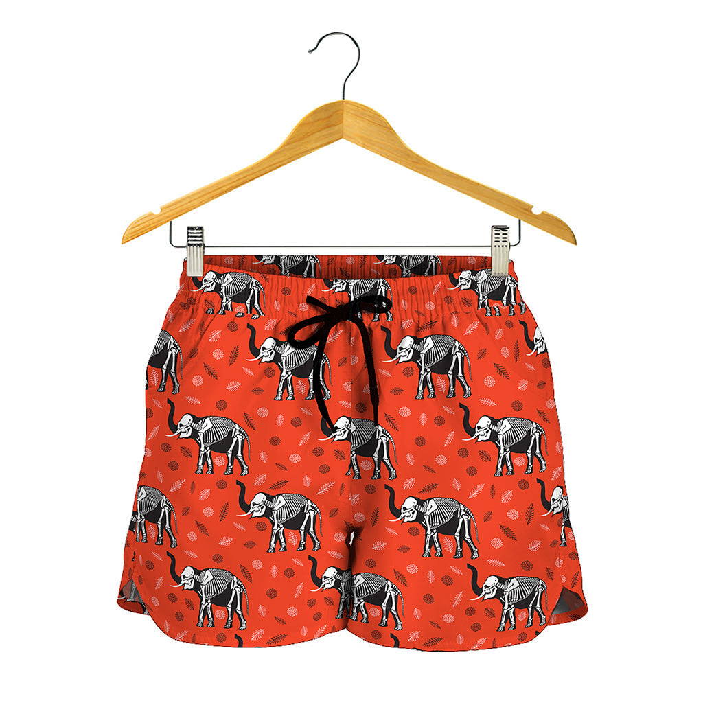 Elephant Skeleton X-Ray Pattern Print Women's Shorts