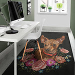 Embroidery Chihuahua And Flower Print Area Rug