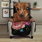 Embroidery Chihuahua And Flower Print Armchair Protector