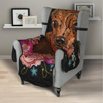 Embroidery Chihuahua And Flower Print Armchair Protector