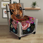 Embroidery Chihuahua And Flower Print Armchair Protector