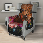 Embroidery Chihuahua And Flower Print Armchair Protector