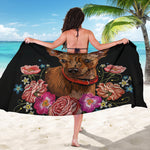 Embroidery Chihuahua And Flower Print Beach Sarong Wrap