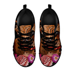 Embroidery Chihuahua And Flower Print Black Sneakers