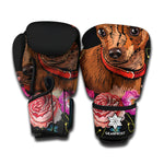 Embroidery Chihuahua And Flower Print Boxing Gloves