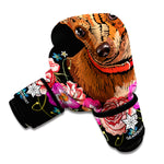 Embroidery Chihuahua And Flower Print Boxing Gloves