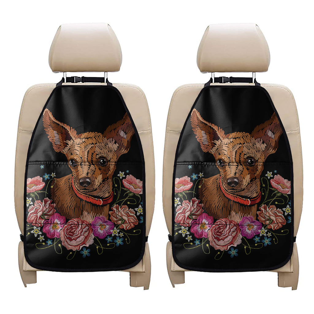 Embroidery Chihuahua And Flower Print Car Seat Organizers