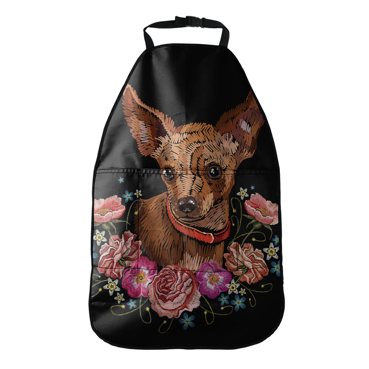 Embroidery Chihuahua And Flower Print Car Seat Organizers