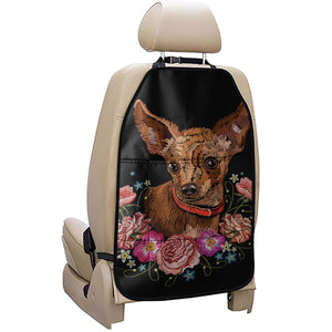 Embroidery Chihuahua And Flower Print Car Seat Organizers