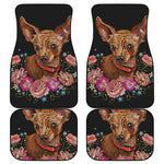 Embroidery Chihuahua And Flower Print Front and Back Car Floor Mats