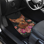 Embroidery Chihuahua And Flower Print Front and Back Car Floor Mats