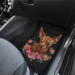 Embroidery Chihuahua And Flower Print Front and Back Car Floor Mats