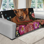 Embroidery Chihuahua And Flower Print Futon Protector