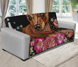 Embroidery Chihuahua And Flower Print Futon Protector