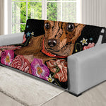 Embroidery Chihuahua And Flower Print Futon Protector