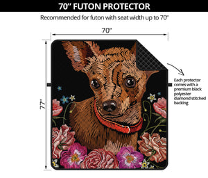 Embroidery Chihuahua And Flower Print Futon Protector