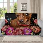 Embroidery Chihuahua And Flower Print Futon Protector