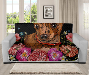 Embroidery Chihuahua And Flower Print Futon Protector