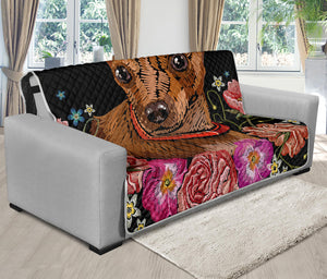 Embroidery Chihuahua And Flower Print Futon Protector