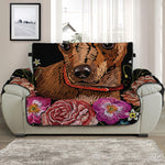 Embroidery Chihuahua And Flower Print Half Sofa Protector