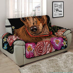 Embroidery Chihuahua And Flower Print Half Sofa Protector