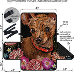 Embroidery Chihuahua And Flower Print Half Sofa Protector